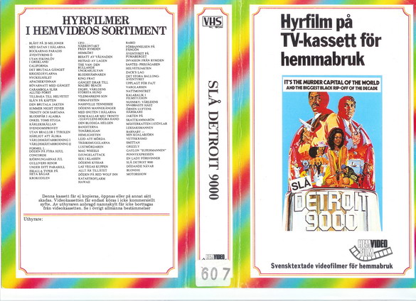086/197 SLÅ DETROIT 9000 (VHS)